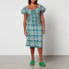 Ganni Checked Cotton-Blend Seersucker Midi Dress - Image 1