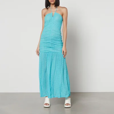 Ganni Stretch-Mesh and Lace Halterneck Dress