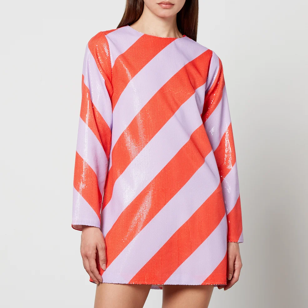Olivia Rubin Tabitha Striped Sequined Mesh Mini Dress Image 1