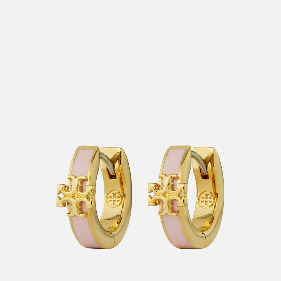 Tory Burch Kira Gold-Plated and Enamel Huggie Earrings Image 1