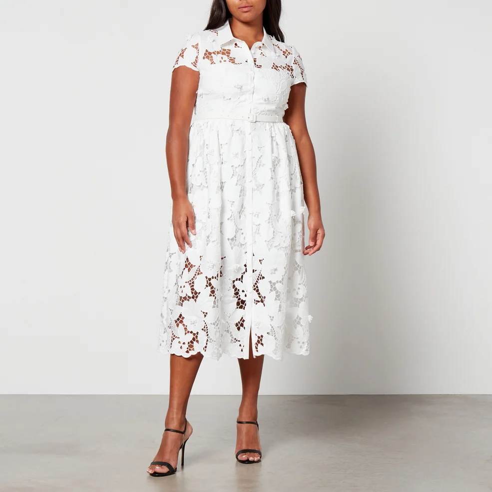Self-Portrait Cotton Guipure-Lace Midi Dress Image 1
