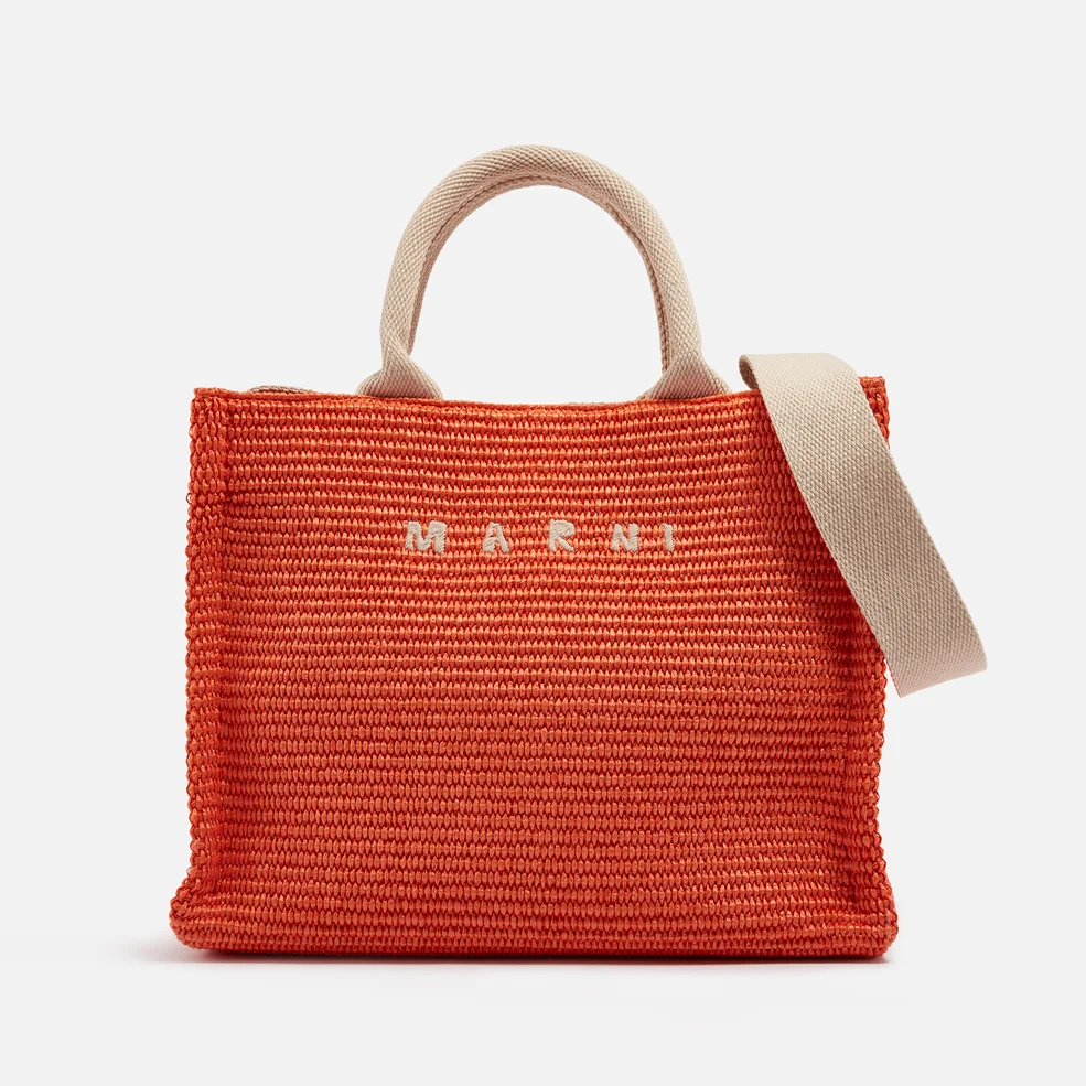 Marni Small Basket Raffia Tote Bag Image 1