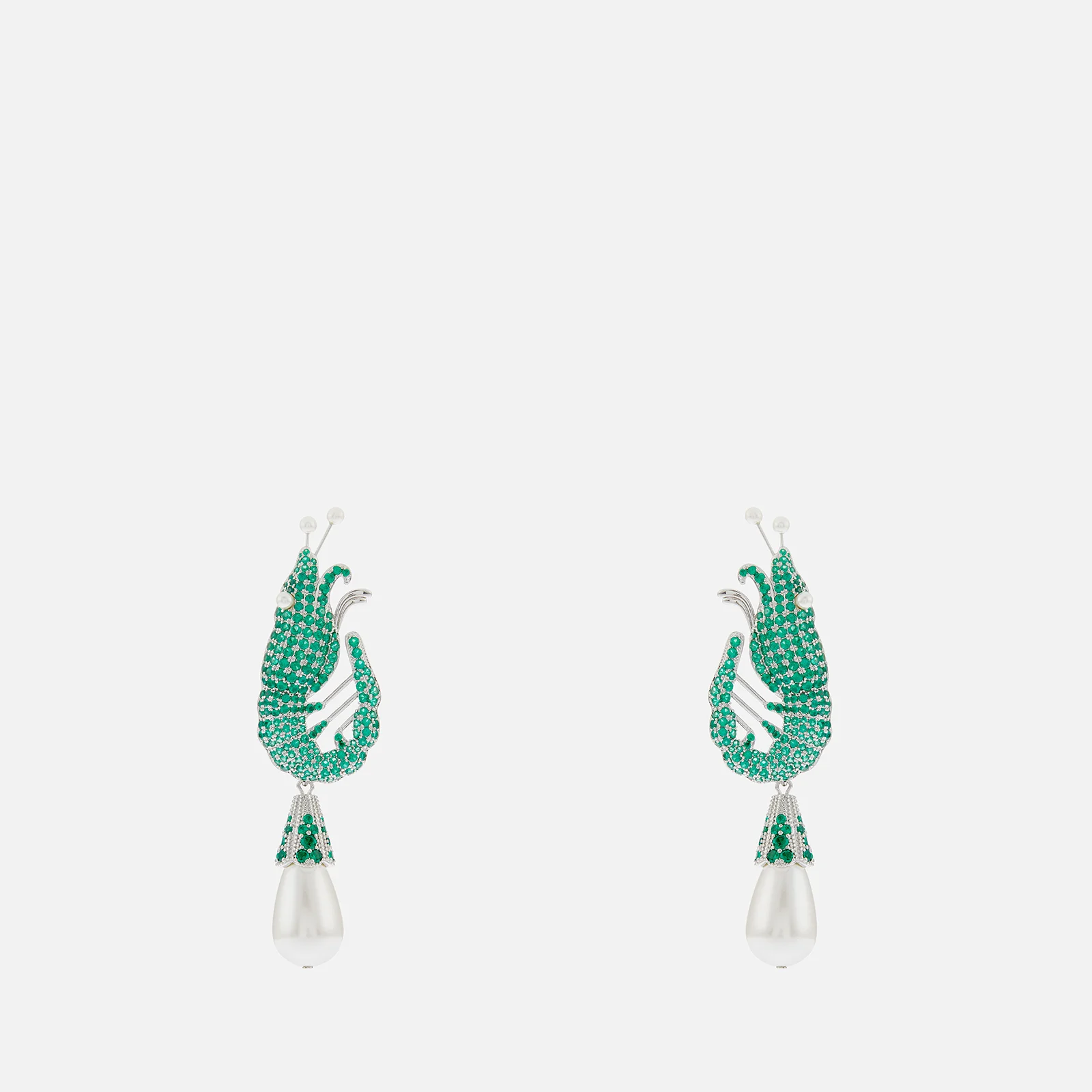 Shrimps Silver-Tone Crystal Clip-On Earrings Image 1