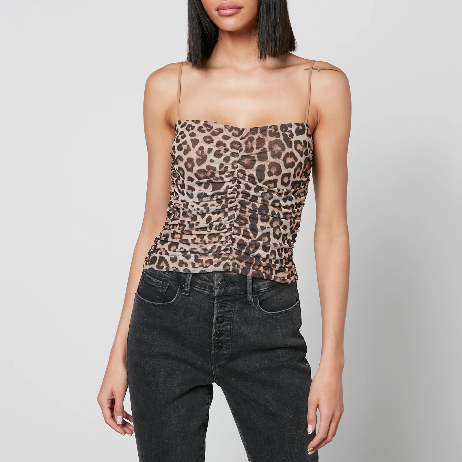 Good American Ruched Leopard-Print Jersey Top Image 1