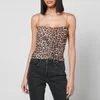 Good American Ruched Leopard-Print Jersey Top - Image 1
