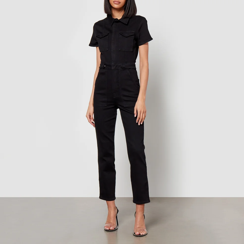 Good American The Fit For Success Stretch-Denim Jumpsuit Image 1