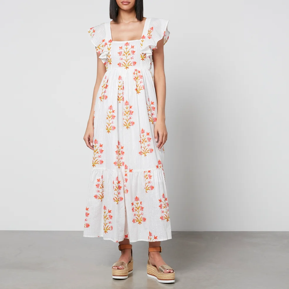SZ Blockprints Charlotte Floral-Print Cotton-Gauze Midi Dress Image 1