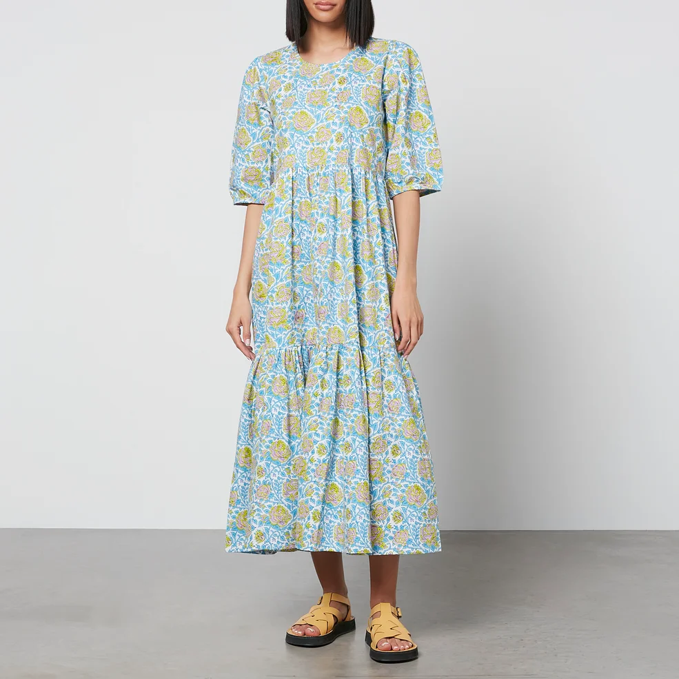 SZ Blockprints Gaia Floral-Print Cotton Midi Dress - S Image 1