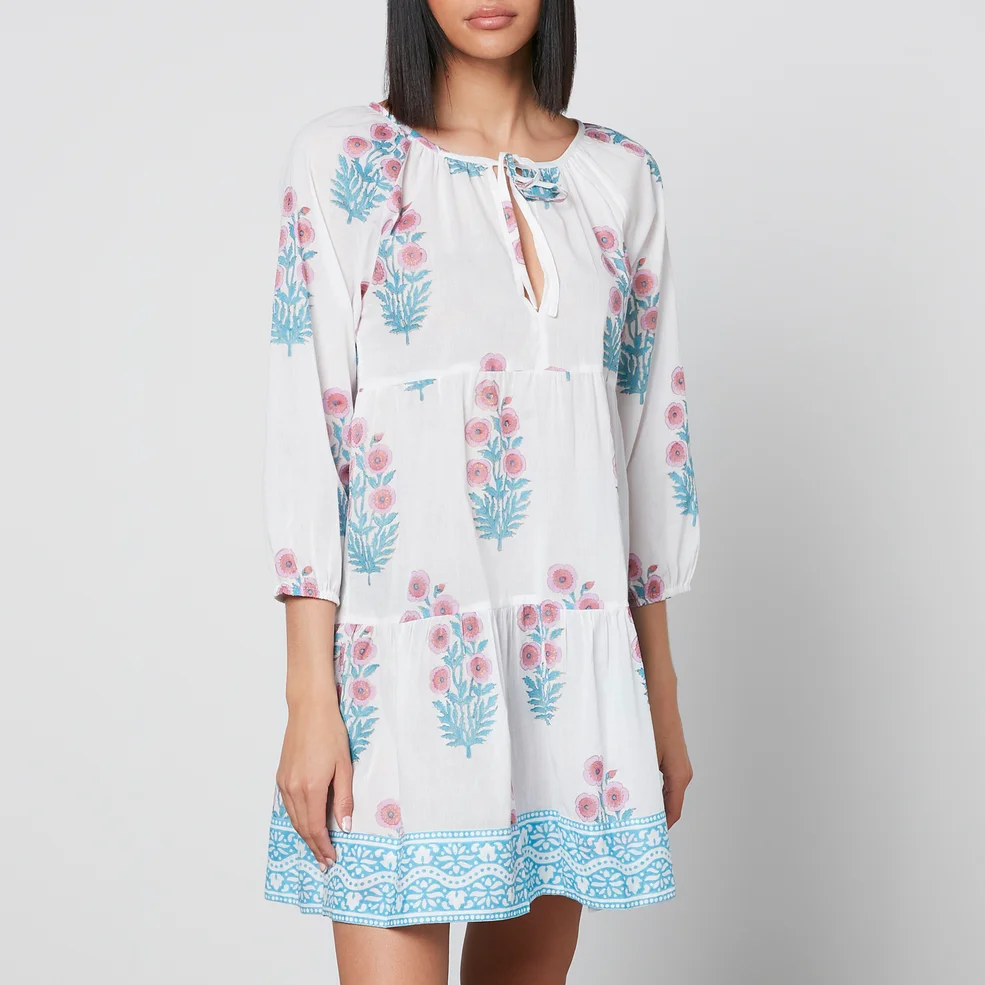 SZ Blockprints Priya Floral-Print Cotton-Gauze Dress Image 1