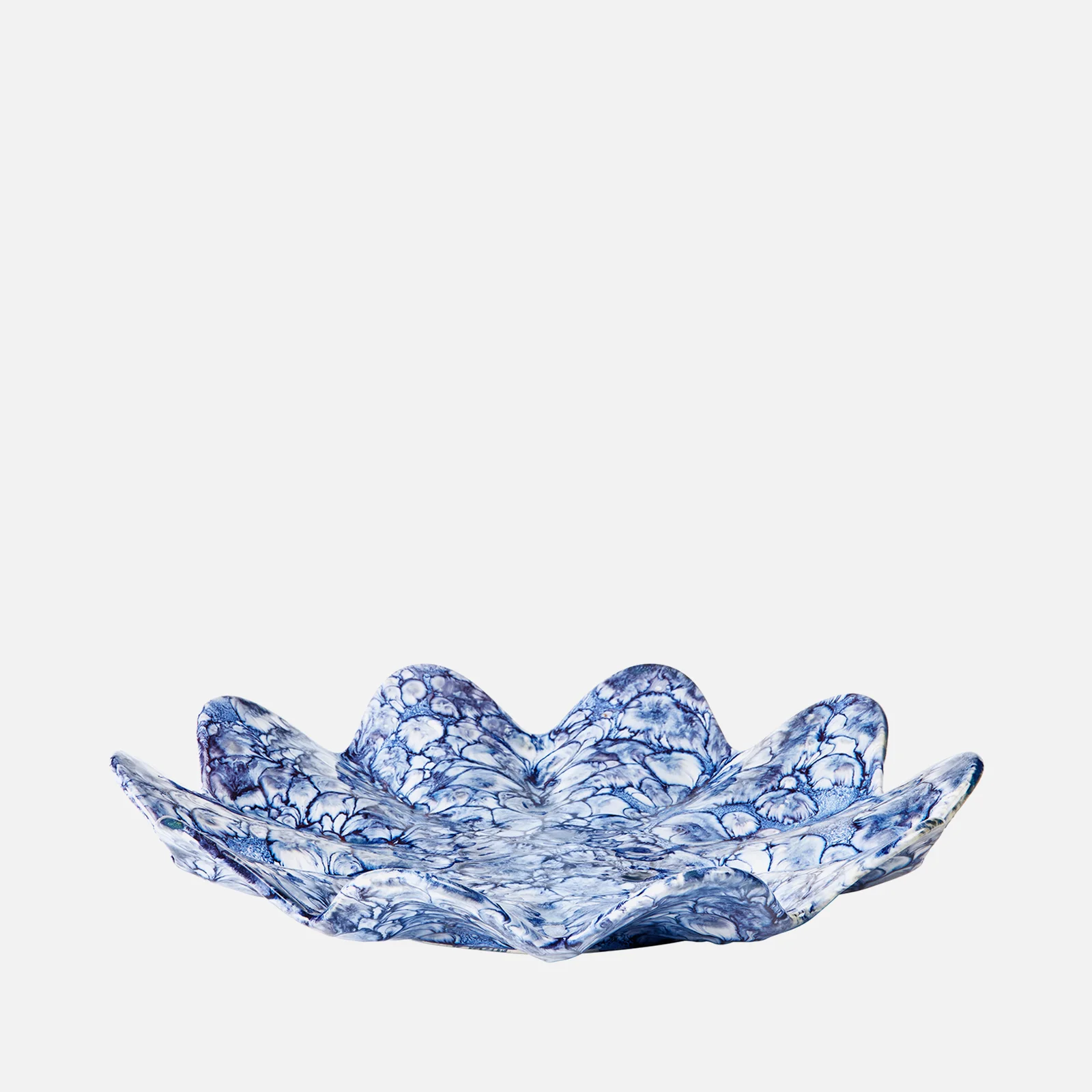 Broste Copenhagen Lilja Decorative Plate - Blue/White Image 1