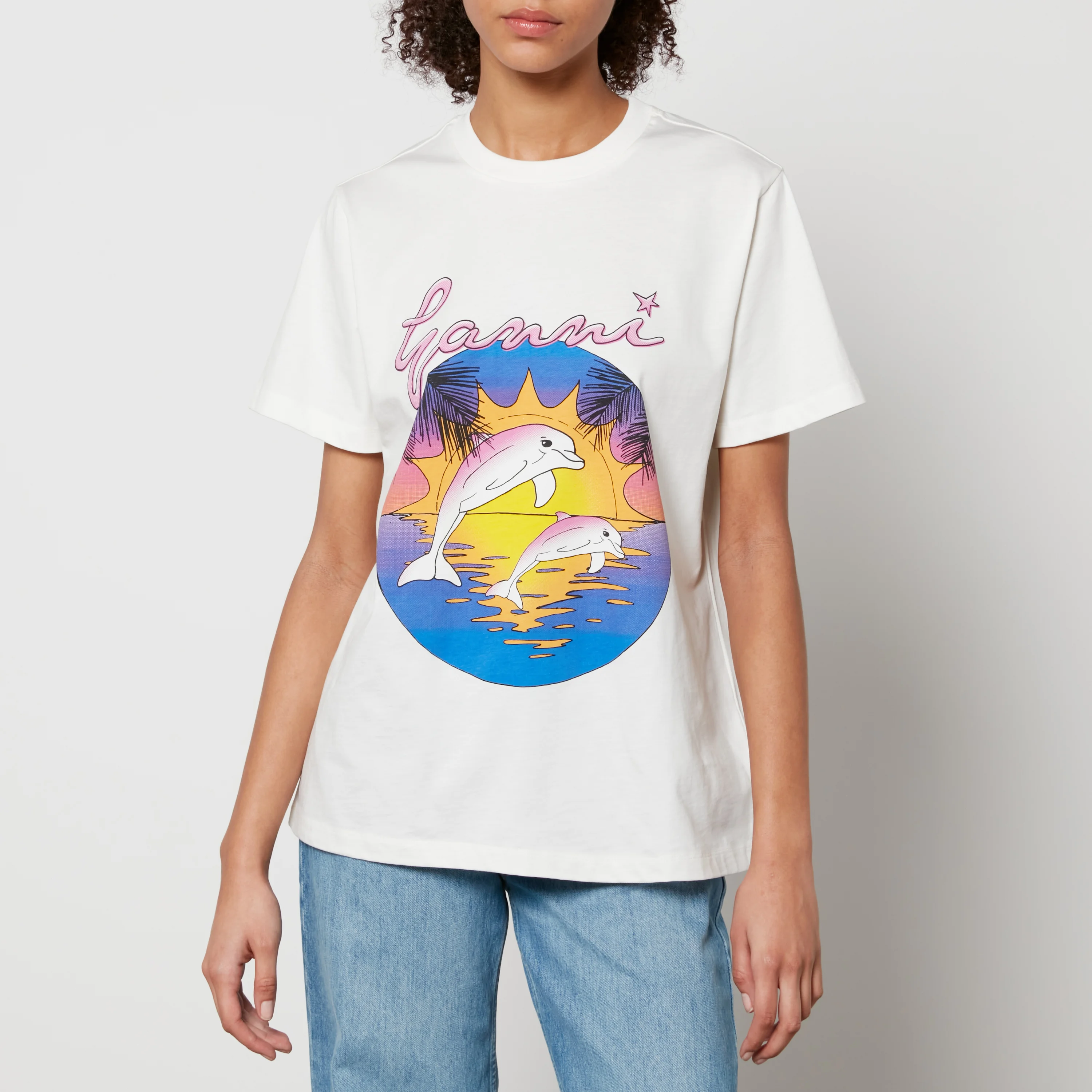Ganni x Coggles Dolphin Logo-Print Cotton-Jersey T-Shirt Image 1