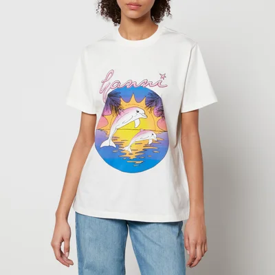 Ganni x Coggles Dolphin Logo-Print Cotton-Jersey T-Shirt - XXS
