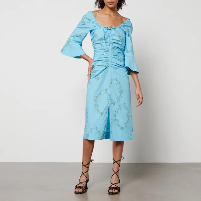 Ganni x Coggles Floral-Print Organic Cotton Midi Dress