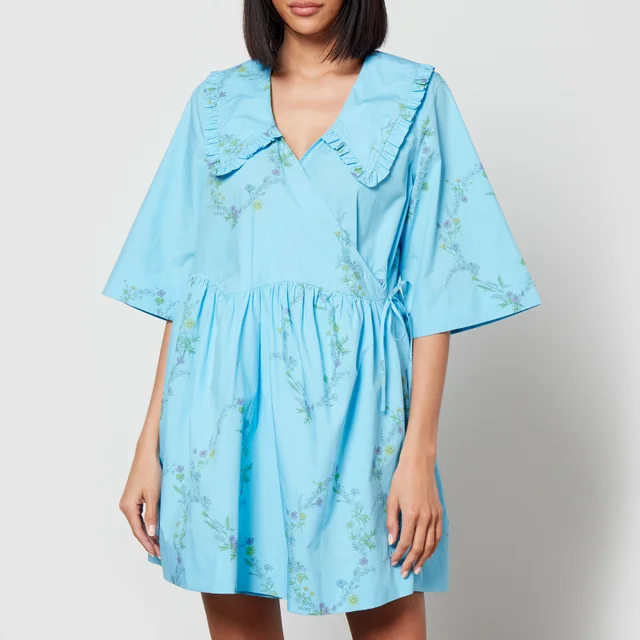 Ganni x Coggles Floral-Print Organic Cotton Wrap Dress