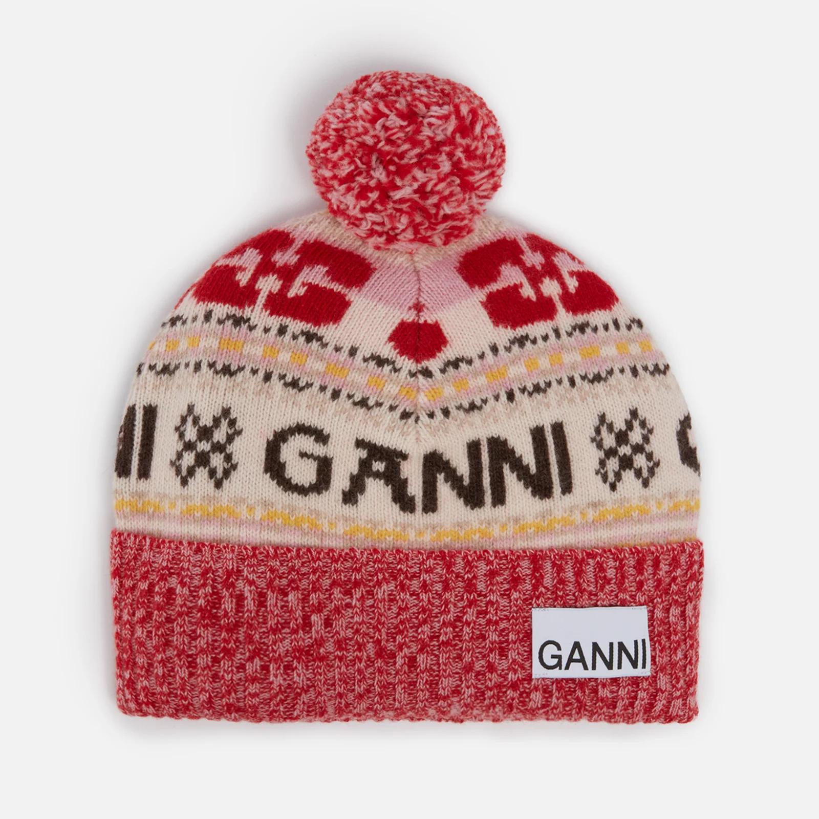 Ganni Logo-Intarsia Wool-Blend Beanie Image 1