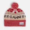Ganni Logo-Intarsia Wool-Blend Beanie - Image 1
