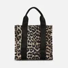 Ganni Tech Small Leopard-Print Canvas Tote Bag - Image 1