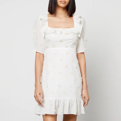 Rixo Camile Floral-Appliquéd Cotton-Gauze Mini Dress