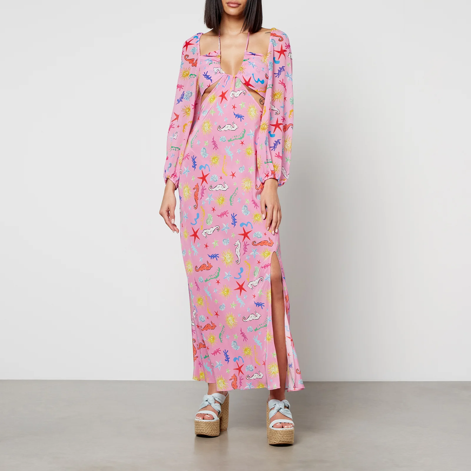 Rixo Kamilla Printed Silk-Chiffon Midi Dress - UK 8 Image 1