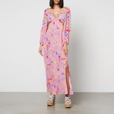 Rixo Kamilla Printed Silk-Chiffon Midi Dress - UK 8
