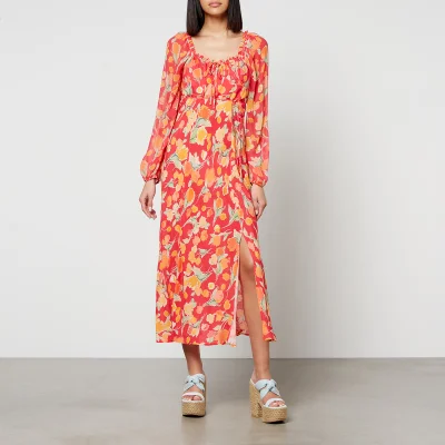 Rixo Olimani Floral-Print Chiffon Midi Dress