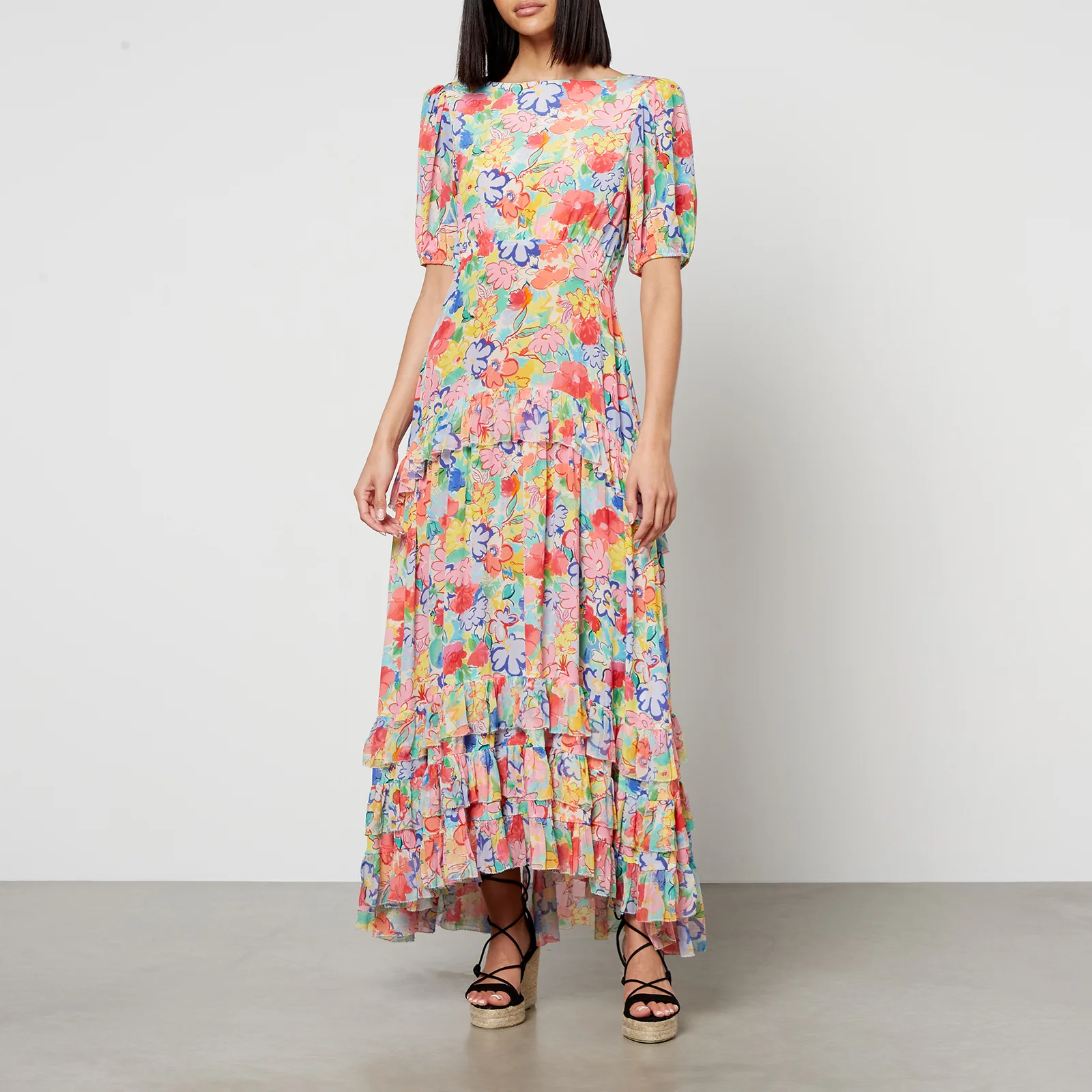 Rixo Shireen Floral-Print Silk-Chiffon Midi Dress Image 1