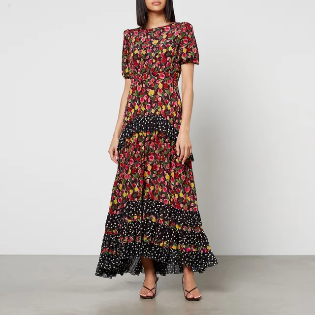 Rixo Shireen Floral-Print Silk-Chiffon Midi Dress