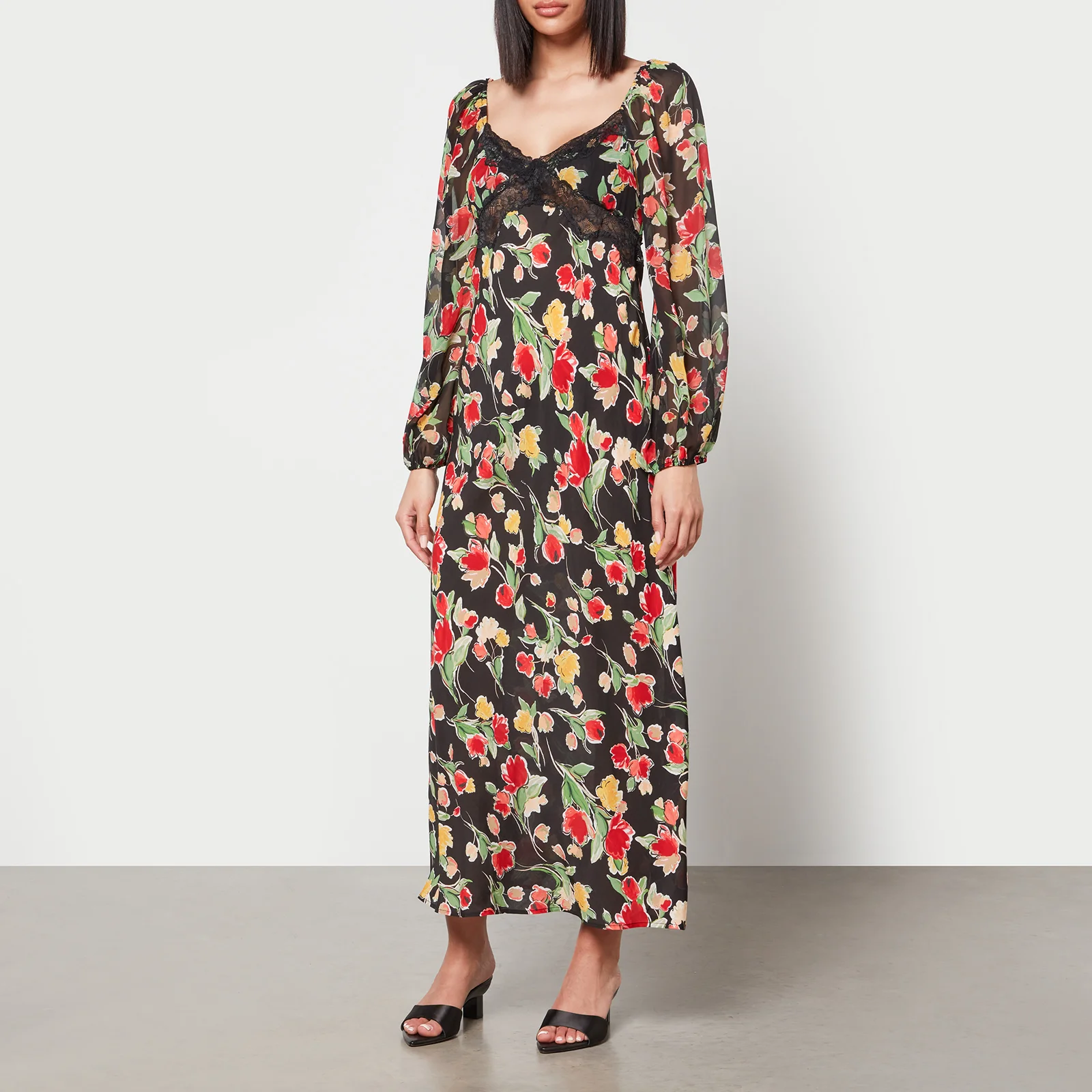 Rixo Thaleena Floral-Print Woven Midi Dress Image 1