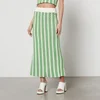 Kitri Delphine Striped Cotton-Blend Midi Skirt - Image 1