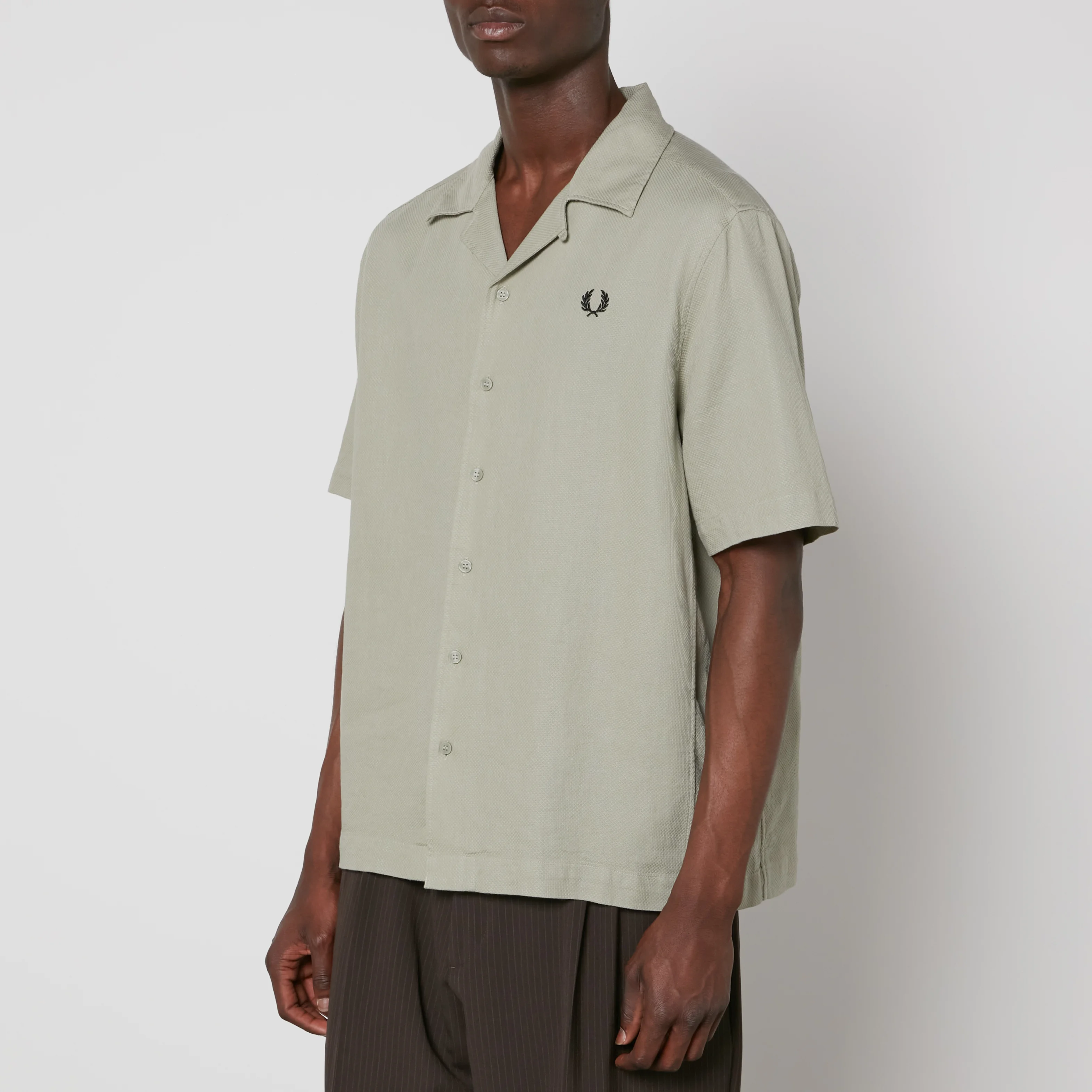 Fred Perry Camp Collar Cotton and Linen-Blend Shirt Image 1