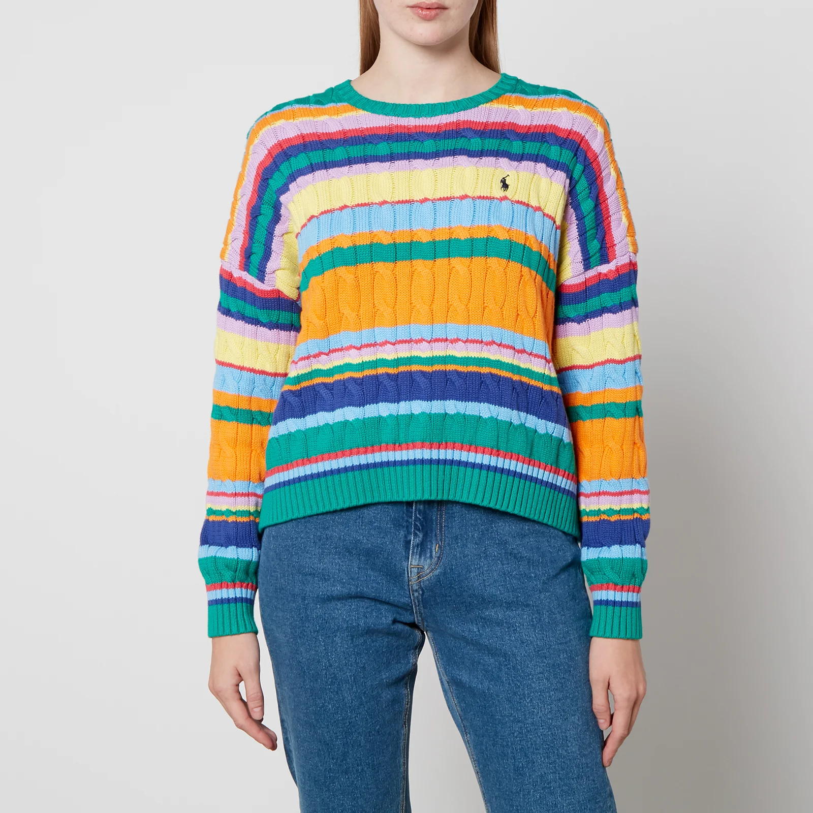 Polo Ralph Lauren Striped Cable-Knit Cotton Long Sleeve Pullover - XS Image 1