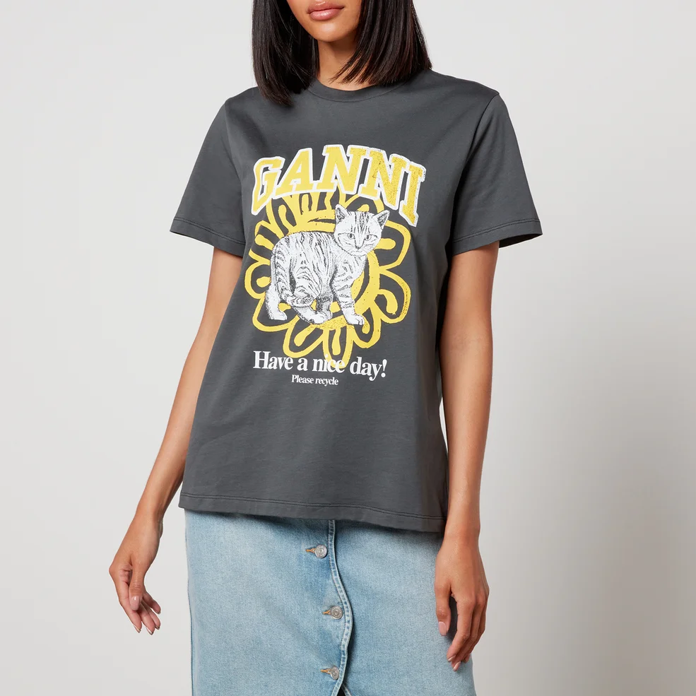 Ganni Basic Cat Organic Cotton-Jersey T-Shirt - XXS Image 1