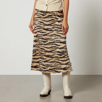 Ganni Crinkled Satin Midi Skirt