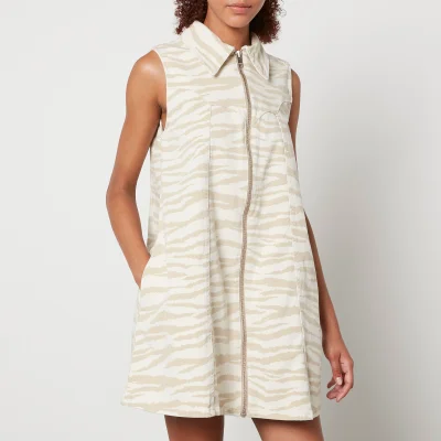 Ganni Zebra-Print Denim Mini Dress - EU 34/UK 6