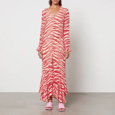 Ganni Zebra-Print Georgette Maxi Dress