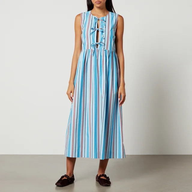 Ganni Striped Cotton Midi Dress