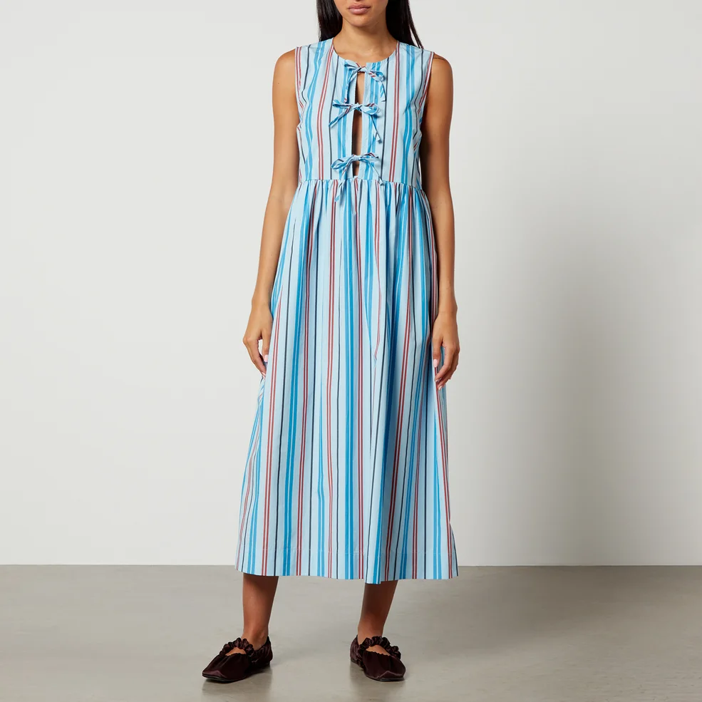 Ganni Striped Cotton Midi Dress Image 1