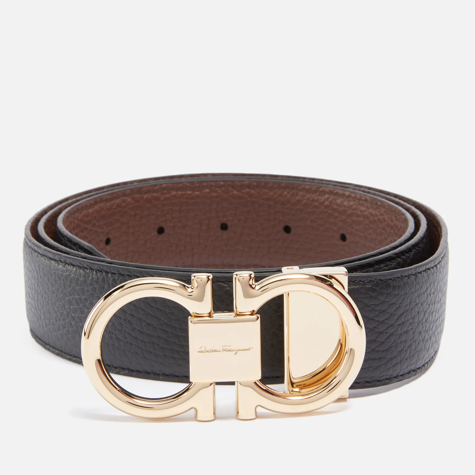 Salvatore Ferragamo Classic Textured-Leather Reversible Belt Image 1