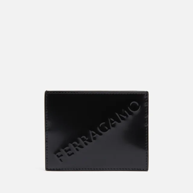 Salvatore Ferragamo Diagonal Design Leather Cardholder