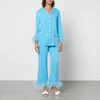 Sleeper Party Feather-Trimmed Crepe de Chine Pyjama Set - XS - Image 1