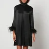 Sleeper Party Shirt Feather-Trimmed Satin Dress - Image 1