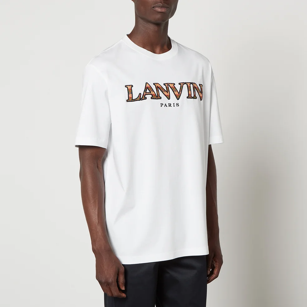 Lanvin Curb Logo-Embroidered Cotton-Jersey T-Shirt Image 1