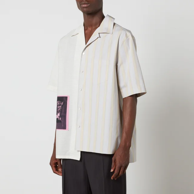 Lanvin St Sleeves Artwork Striped Cotton Shirt