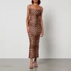 Good American Leopard-Print Stretch-Satin Maxi Dress - Image 1