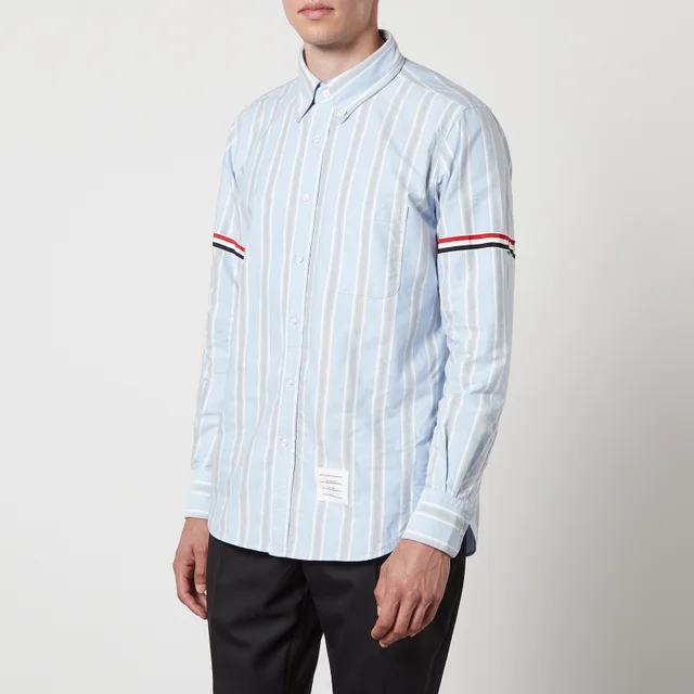 Thom Browne Straight Fit Striped Oxford Striped Shirt