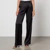 Anine Bing Carrie Pleated Silk-Satin Wide-Leg Trousers - Image 1