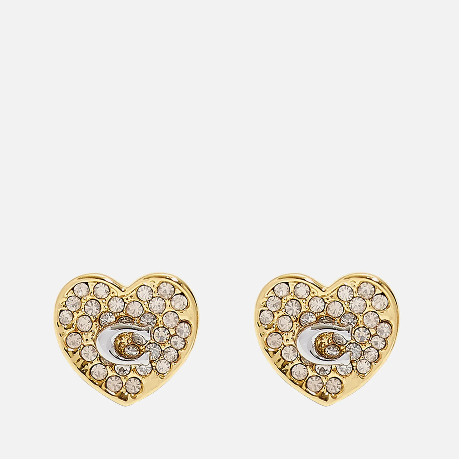 Coach C Heart Gold-Tone and Crystal Earrings Image 1