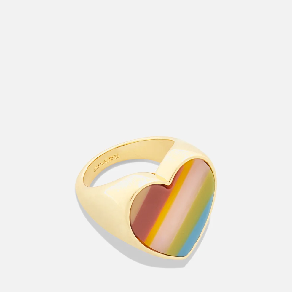 Coach Coach-ella Rainbow Gold-Tone Signet Ring Image 1