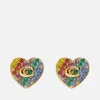Coach Pave Heart Gold-Plated Crystals Stud Earrings - Image 1