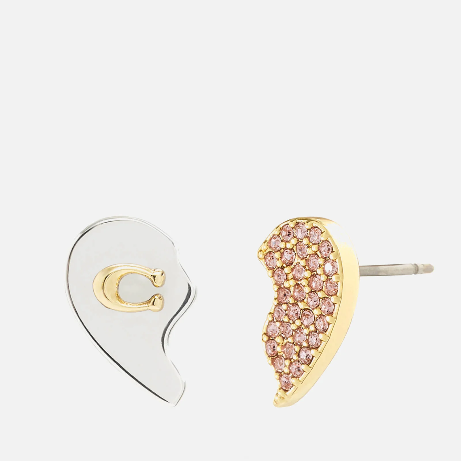 Coach Signature Mismatched Heart Gold and Silver-Tone Earrings Image 1